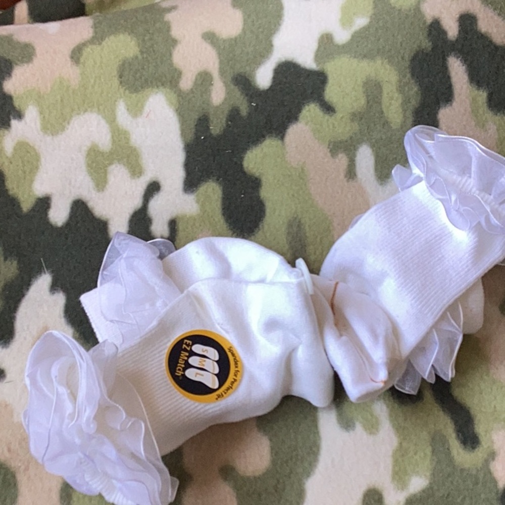 EZ Match White Baby Socks with Ruffles